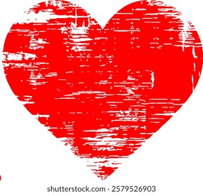"Distressed red heart icon with a vintage grunge texture, ideal for romantic and artistic projects."