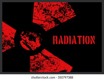 Distressed Red Radiation Symbol Background and Grunge Texture