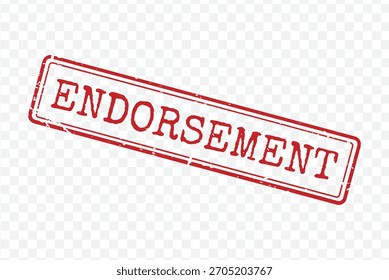 Distressed red rechteckig Stempel mit Endorsement Text und dünnen Rahmen einzeln auf transparentem Hintergrund