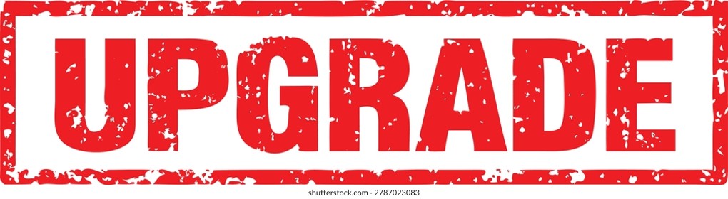 A distressed red rubber stamp displaying the word 'UPGRADE' in bold capital letters, isolated on a clean white background for versatile use.