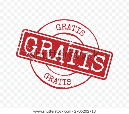 Distressed red rubber stamp with GRATIS diagonally over circular grunge mark