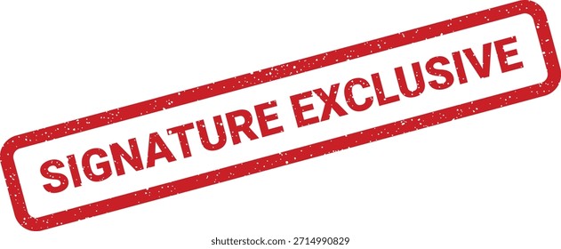 Un icono de sello de goma rojo afligido, que muestra texto EXCLUSIVO DE FIRMA, adecuado para indicar acceso único, ediciones limitadas, ofertas especiales o contenido premium. Significa privilegio.