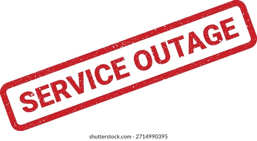 A distressed red rubber stamp mark notifying 'Service Outage,' perfect for system status pages, alerts, or technical communication.