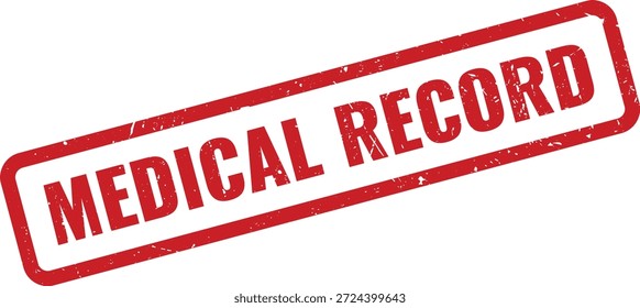Un sello de goma rojo con el texto "REGISTRO MÉDICO", que significa documentación de salud importante o historia clínica del paciente.