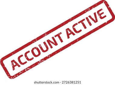 Sello de goma roja con el texto "Cuenta activa" en un marco rectangular, que indica un Estado verificado o en vivo.