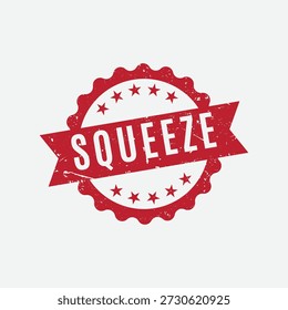 Distressed rot Squeeze Gummistempel mit einem Band Banner und Stern-Icons für Marketing und Handel