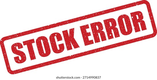 Ein in Bedrängnis geratener roter Stempelvektor mit "STOCK ERROR" zeigt ein Problem mit Bestandsaufzeichnungen oder einem Geschäftsprozess, perfekt für Warnungen.
