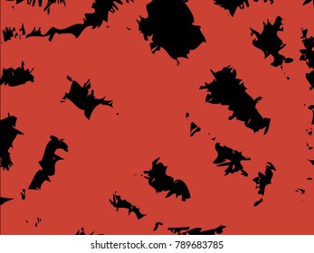 Distressed, rough red splatter on a black background.