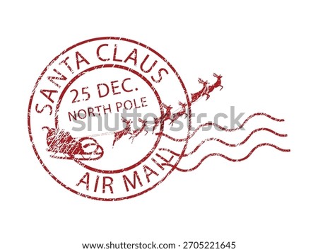 Distressed round Christmas postmark stamp from Santa Claus North Pole Air Mail