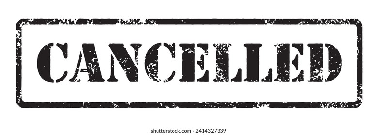 Distressed rubber stamp reading Cancelled, the British spelling of the word. An image is also available for the US spelling with a single L.
