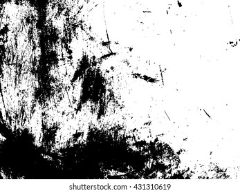 Distressed and scratched wall texture overlay. Abstract black and white grunge vector background