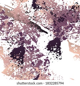 Distressed Seamless Pattern. Fashion Concept. Distress Print. Maroon, Gray Illustration. Graffiti Surface Textile. Ink Stains. Spray Paint. Splash Blots. Artistic Creative Vector Background.