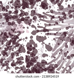 Distressed Seamless Pattern. Fashion Concept. Distress Print. Bordo, Pink Illustration. Glamour Surface Textile. Ink Stains. Spray Paint. Splash Blots. Artistic Creative Vector Background.