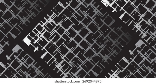 Patrón de rejilla de plata afligida sobre fondo negro, Abstractas Tex