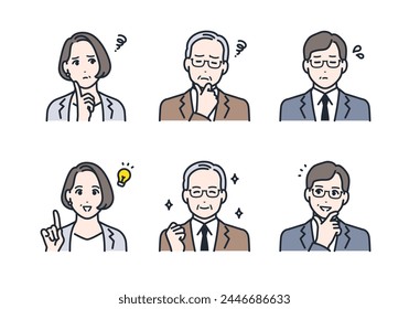 Distressed Solution Manager President Business Facial Expressions Color Icon Set