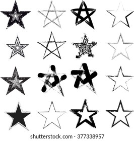 Distressed Splash Star Design. Collection Of Grunge Shapes.