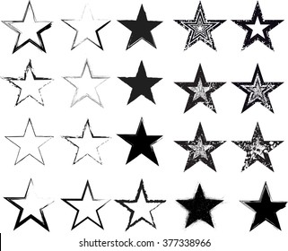 Distressed Splash Star Design. Collection Of Grunge Shapes.