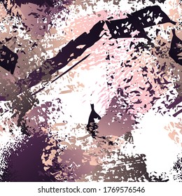 Distressed Splash. Watercolor Textures Surface. Seamless Pattern. Artistic Creative Splash Trends Motif. Black and White Watercolor Overlay Surface. Abstract Brush Vector illustration.