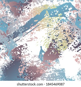 Distressed Splash. Watercolor Textures Surface. Seamless Pattern. Artistic Summer Splash Trends Motif. Black and White Watercolor Overlay Surface. Abstract Brush Vector illustration.