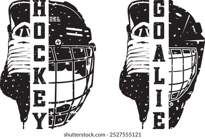 Distressed Split Hockey Goalie Helm und Schlittschuhe, Eishockey, Winter Sport Schnittdateien