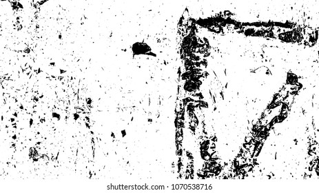Distressed spray grainy overlay texture. Grunge dust messy background. Dirty powder rough empty cover template. Aged splatter crumb wall backdrop. Weathered drips aging design element. EPS10 vector.