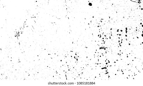 Distressed spray grainy overlay texture. Grunge dust messy background. Dirty powder rough empty cover template. Aged splatter crumb wall backdrop. Weathered drips aging design element. EPS10 vector.