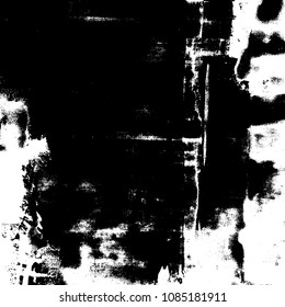 Distressed spray grainy overlay texture. Grunge dust messy background. Dirty powder rough empty cover template. Aged splatter crumb wall backdrop. Weathered drips aging design element. EPS10 vector.