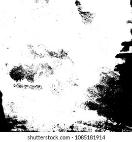 Distressed spray grainy overlay texture. Grunge dust messy background. Dirty powder rough empty cover template. Aged splatter crumb wall backdrop. Weathered drips aging design element. EPS10 vector.