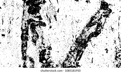 Distressed spray grainy overlay texture. Grunge dust messy background. Dirty powder rough empty cover template. Aged splatter crumb wall backdrop. Weathered drips aging design element. EPS10 vector.