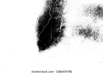 Distressed spray grainy overlay texture. Grunge dust messy background. Dirty powder rough empty cover template. Aged splatter crumb wall backdrop. Weathered drips aging design element. EPS10 vector.
