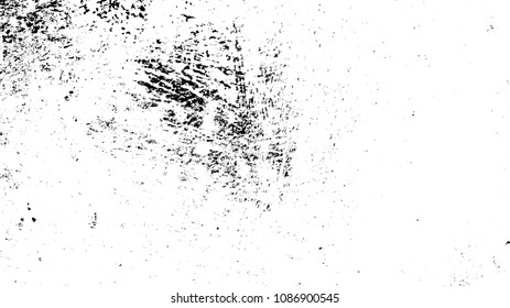 Distressed spray grainy overlay texture. Grunge dust messy background. Dirty powder rough empty cover template. Aged splatter crumb wall backdrop. Weathered drips aging design element. EPS10 vector.