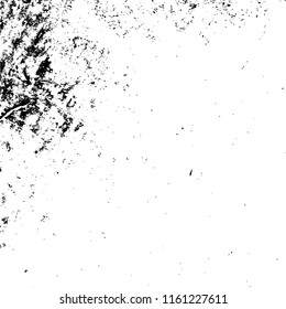 Distressed spray grainy overlay texture. Grunge dust messy background. Dirty powder rough empty cover template. Aged splatter crumb wall backdrop. Weathered drips aging design element. EPS10 vector.
