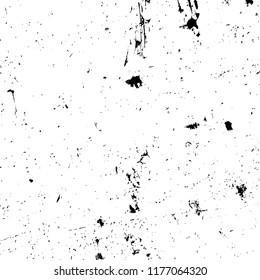 Distressed spray grainy overlay texture. Grunge dust messy background. Dirty powder rough empty cover template. Aged splatter crumb wall backdrop. Weathered drips aging design element. EPS10 vector.