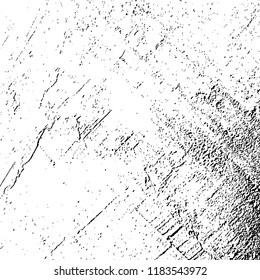 Distressed spray grainy overlay texture. Grunge dust messy background. Dirty powder rough empty cover template. Aged splatter crumb wall backdrop. Weathered drips aging design element. EPS10 vector.