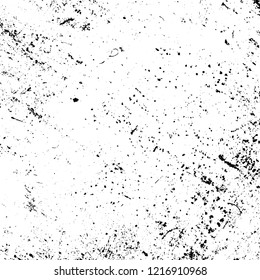 Distressed spray grainy overlay texture. Grunge dust messy background. Dirty powder rough empty cover template. Aged splatter crumb wall backdrop. Weathered drips aging design element. EPS10 vector.