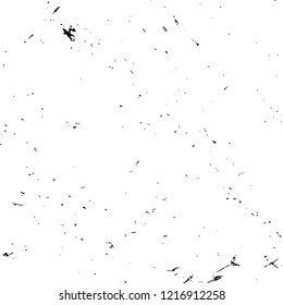 Distressed spray grainy overlay texture. Grunge dust messy background. Dirty powder rough empty cover template. Aged splatter crumb wall backdrop. Weathered drips aging design element. EPS10 vector.