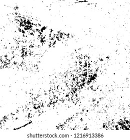 Distressed spray grainy overlay texture. Grunge dust messy background. Dirty powder rough empty cover template. Aged splatter crumb wall backdrop. Weathered drips aging design element. EPS10 vector.