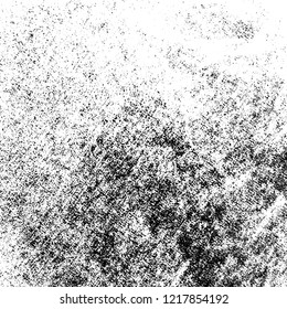 Distressed spray grainy overlay texture. Grunge dust messy background. Dirty powder rough empty cover template. Aged splatter crumb wall backdrop. Weathered drips aging design element. EPS10 vector.