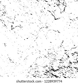 Distressed spray grainy overlay texture. Grunge dust messy background. Dirty powder rough empty cover template. Aged splatter crumb wall backdrop. Weathered drips aging design element. EPS10 vector.