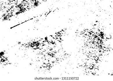 Distressed spray grainy overlay texture. Grunge dust messy background. Dirty powder rough empty cover template. Aged splatter crumb wall backdrop. Weathered drips aging design element. EPS10 vector.