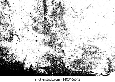 Distressed spray grainy overlay texture. Grunge dust messy background. Dirty powder rough empty cover template. Aged splatter crumb wall backdrop. Weathered drips aging design element. EPS10 vector.