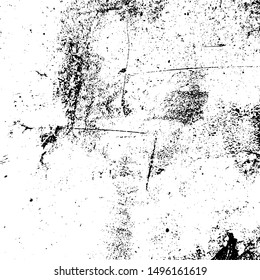 Distressed spray grainy overlay texture. Grunge dust messy background. Dirty powder rough empty cover template. Aged splatter crumb wall backdrop. Weathered drips aging design element. EPS10 vector.