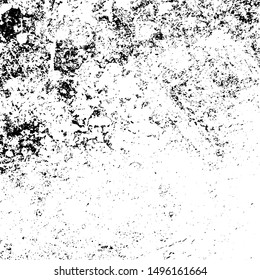 Distressed spray grainy overlay texture. Grunge dust messy background. Dirty powder rough empty cover template. Aged splatter crumb wall backdrop. Weathered drips aging design element. EPS10 vector.