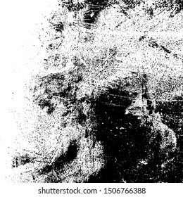 Distressed spray grainy overlay texture. Grunge dust messy background. Dirty powder rough empty cover template. Aged splatter crumb wall backdrop. Weathered drips aging design element. EPS10 vector.