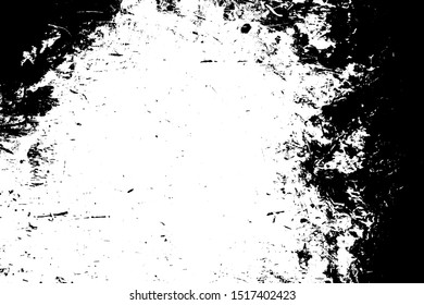 Distressed spray grainy overlay texture. Grunge dust messy background. Dirty powder rough empty cover template. Aged splatter crumb wall backdrop. Weathered drips aging design element. EPS10 vector.