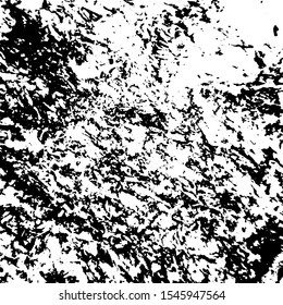 Distressed spray grainy overlay texture. Grunge dust messy background. Dirty powder rough empty cover template. Aged splatter crumb wall backdrop. Weathered drips aging design element. EPS10 vector.