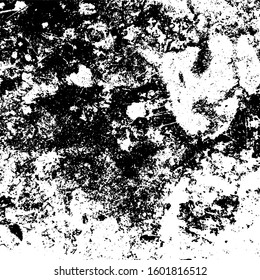 Distressed spray grainy overlay texture. Grunge dust messy background. Dirty powder rough empty cover template. Aged splatter crumb wall backdrop. Weathered drips aging design element. EPS10 vector.