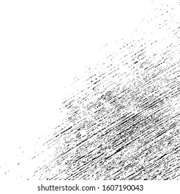 Distressed spray grainy overlay texture. Grunge dust messy background. Dirty powder rough empty cover template. Aged splatter crumb wall backdrop. Weathered drips aging design element. EPS10 vector.