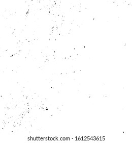 Distressed spray grainy overlay texture. Grunge dust messy background. Dirty powder rough empty cover template. Aged splatter crumb wall backdrop. Weathered drips aging design element. EPS10 vector.