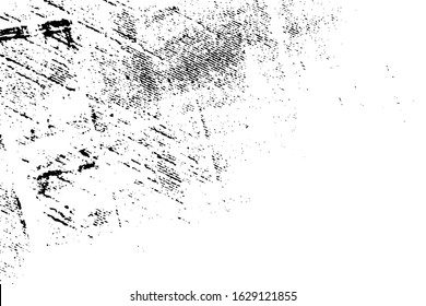Distressed spray grainy overlay texture. Grunge dust messy background. Dirty powder rough empty cover template. Aged splatter crumb wall backdrop. Weathered drips aging design element. EPS10 vector.